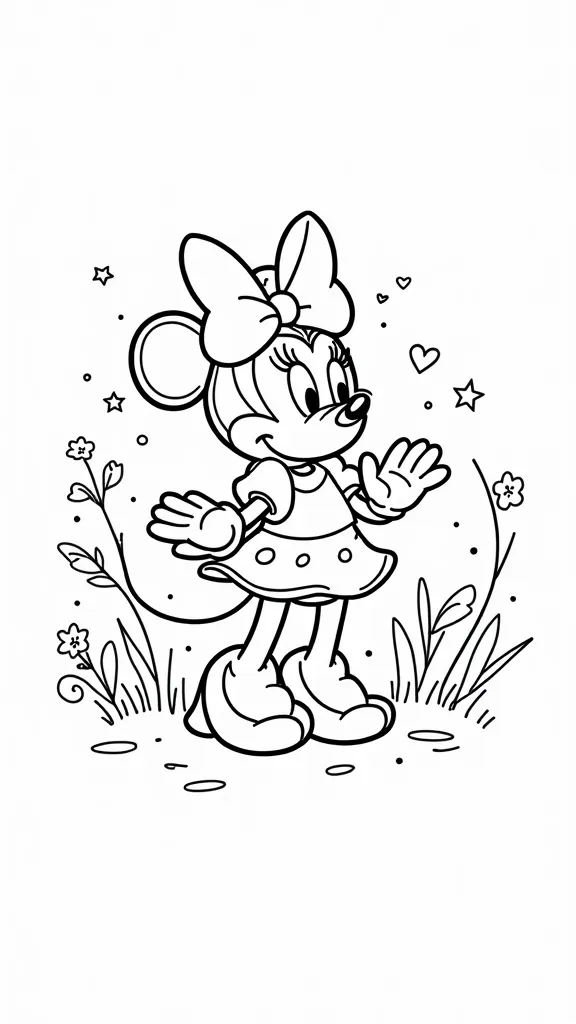 Página para colorear de Minnie Mouse PDF